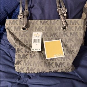Michael Kors Silver and Gray Monogram Tote